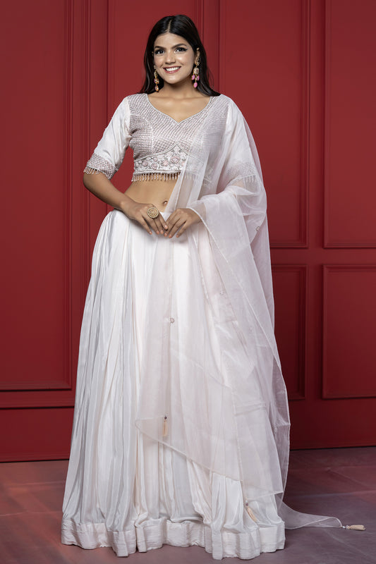 Baby Pink Organza crystal Lehenga Set