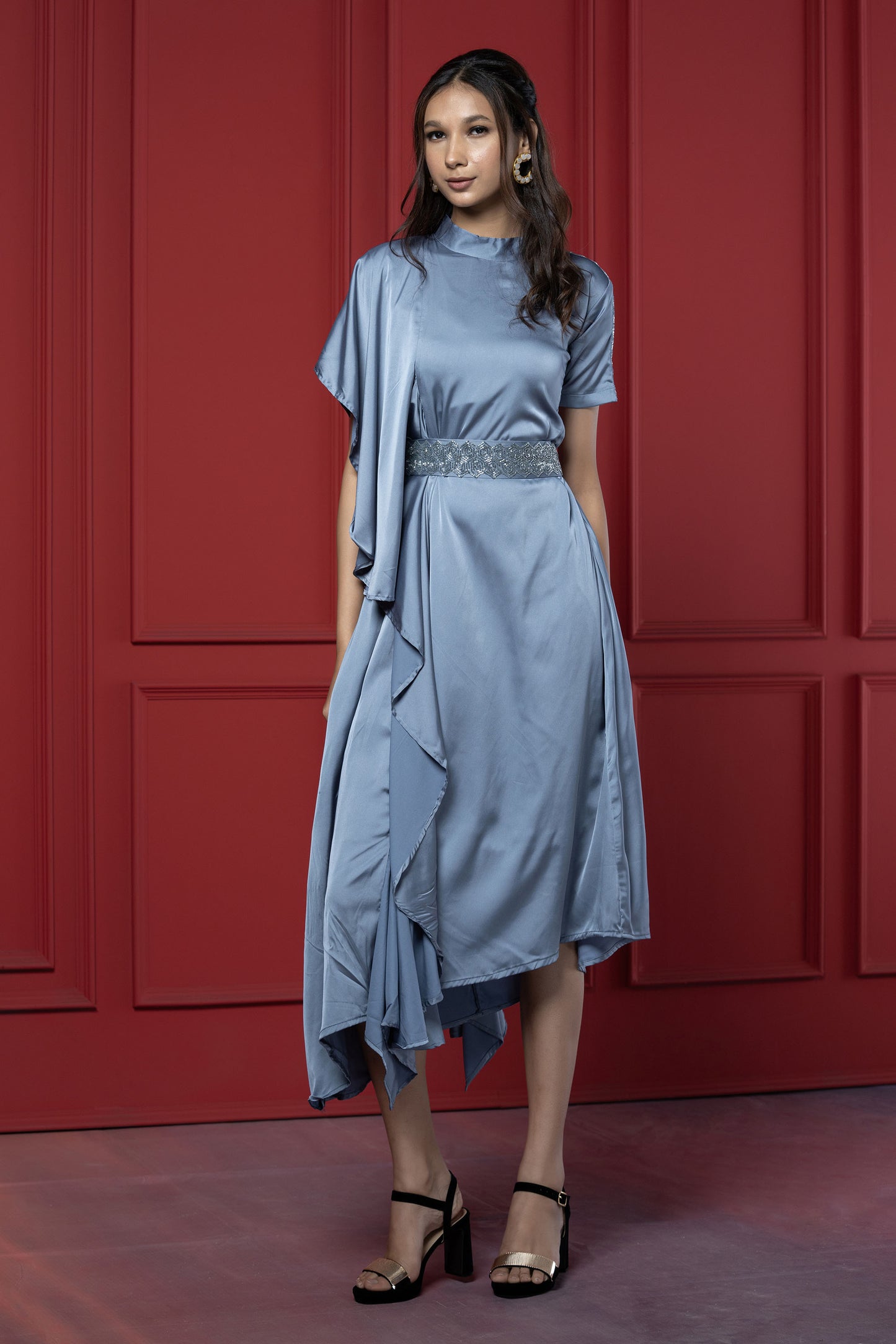 Pearl Blue Satin Royal Tunic