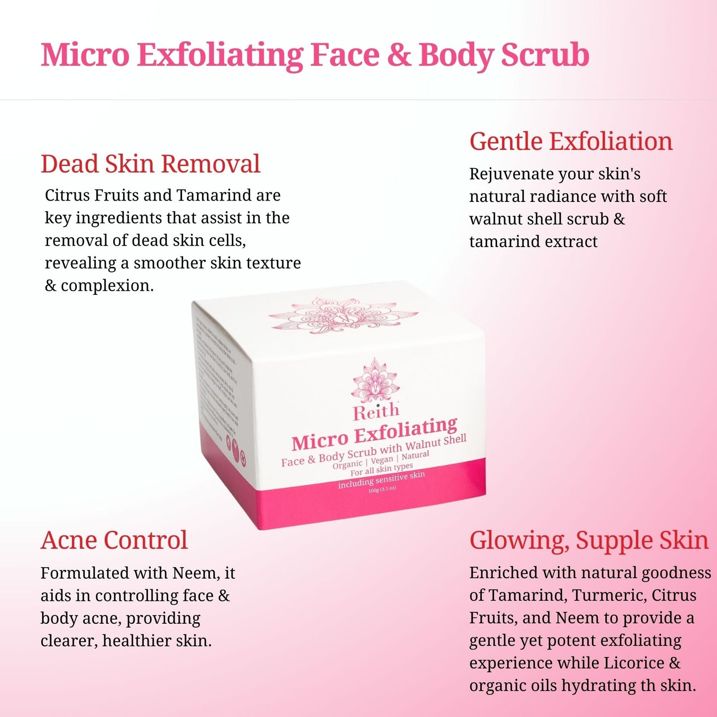 Reith Micro Exfoliating Face & Body Scrub, Reith: Probiotic Skin Care