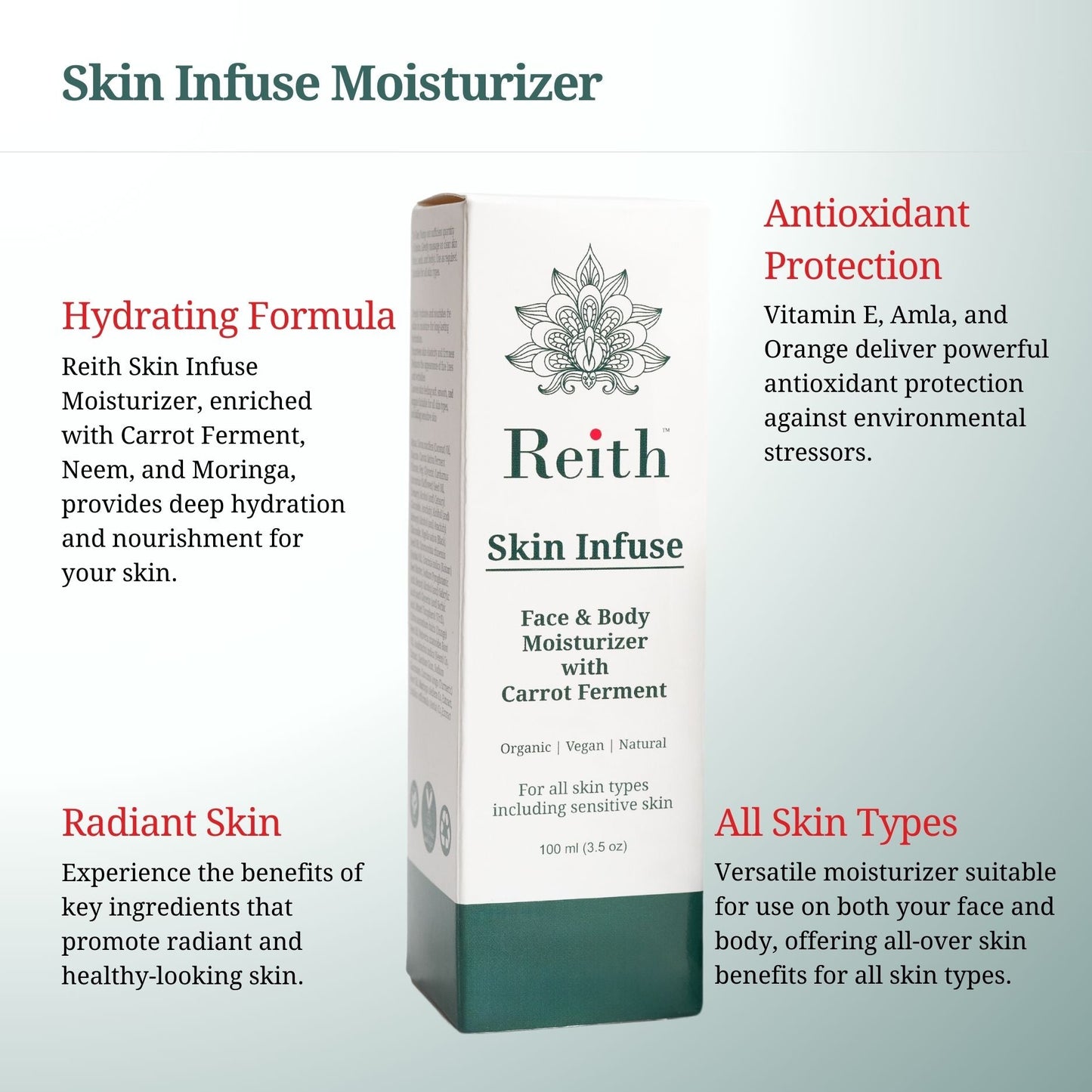 Reith Skin Infuse Face & Body Moisturizer with Carrot Ferment, Reith: Probiotic Skin Care