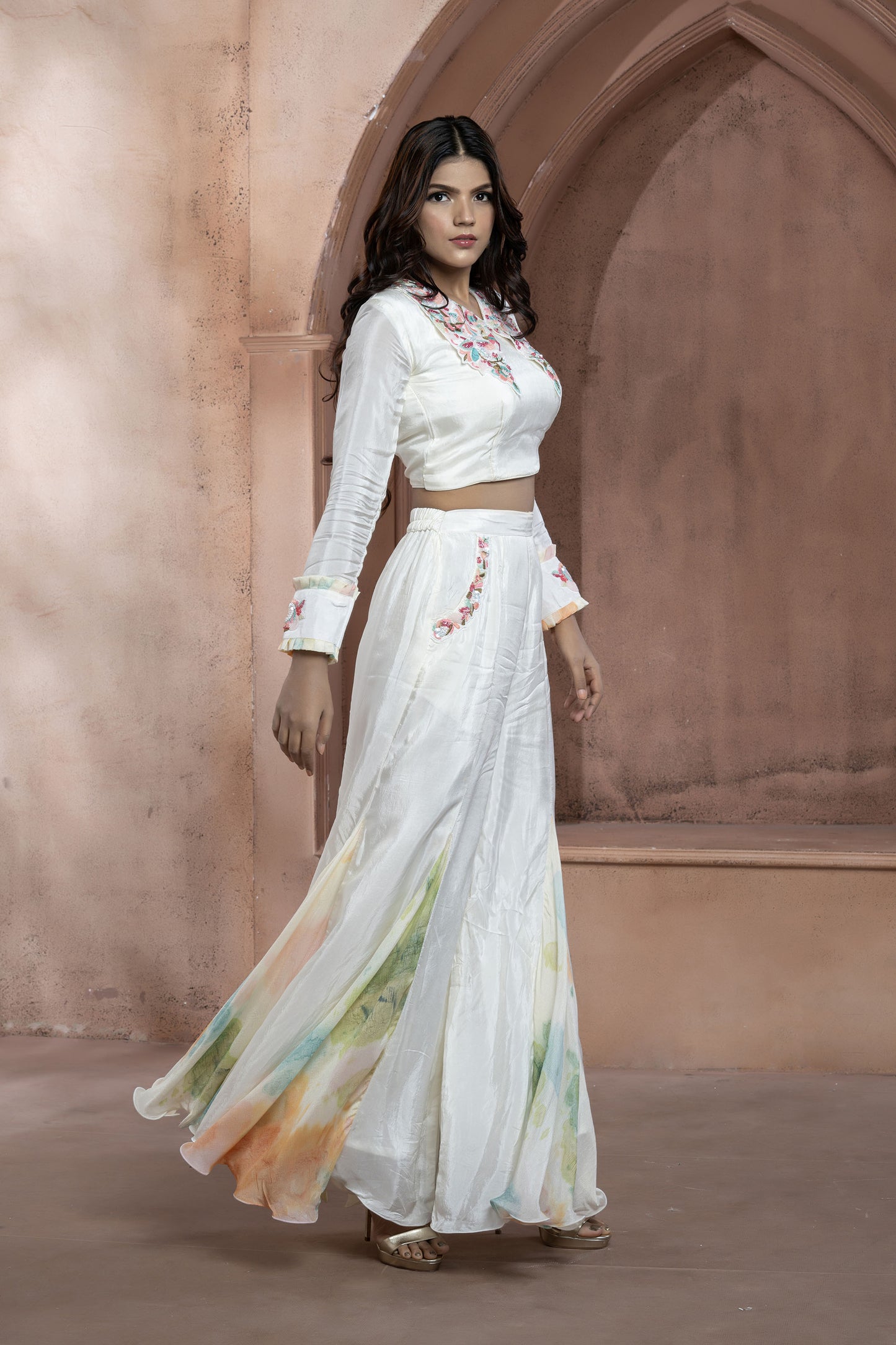 Ivory Upada Flared Palazzo Set