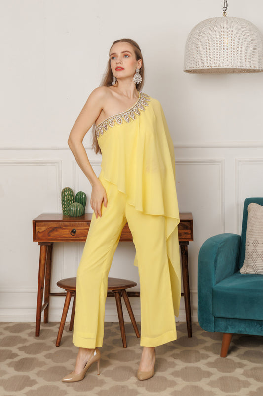 Embellished Dream Yellow Zardosi co ord set