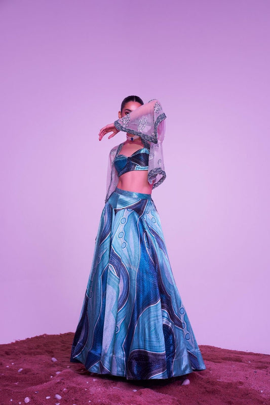 Oceanic Blue Skirt Set