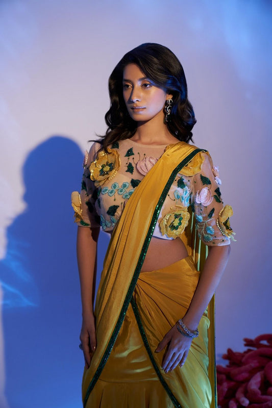 Yellow Floral Charm Saree