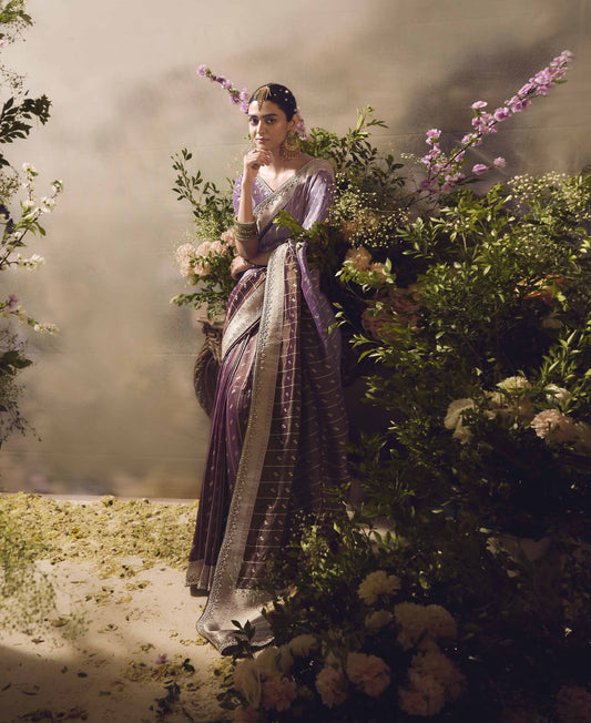 Mauve Banarasi Zari Tissue Khwahish Wedding Saree