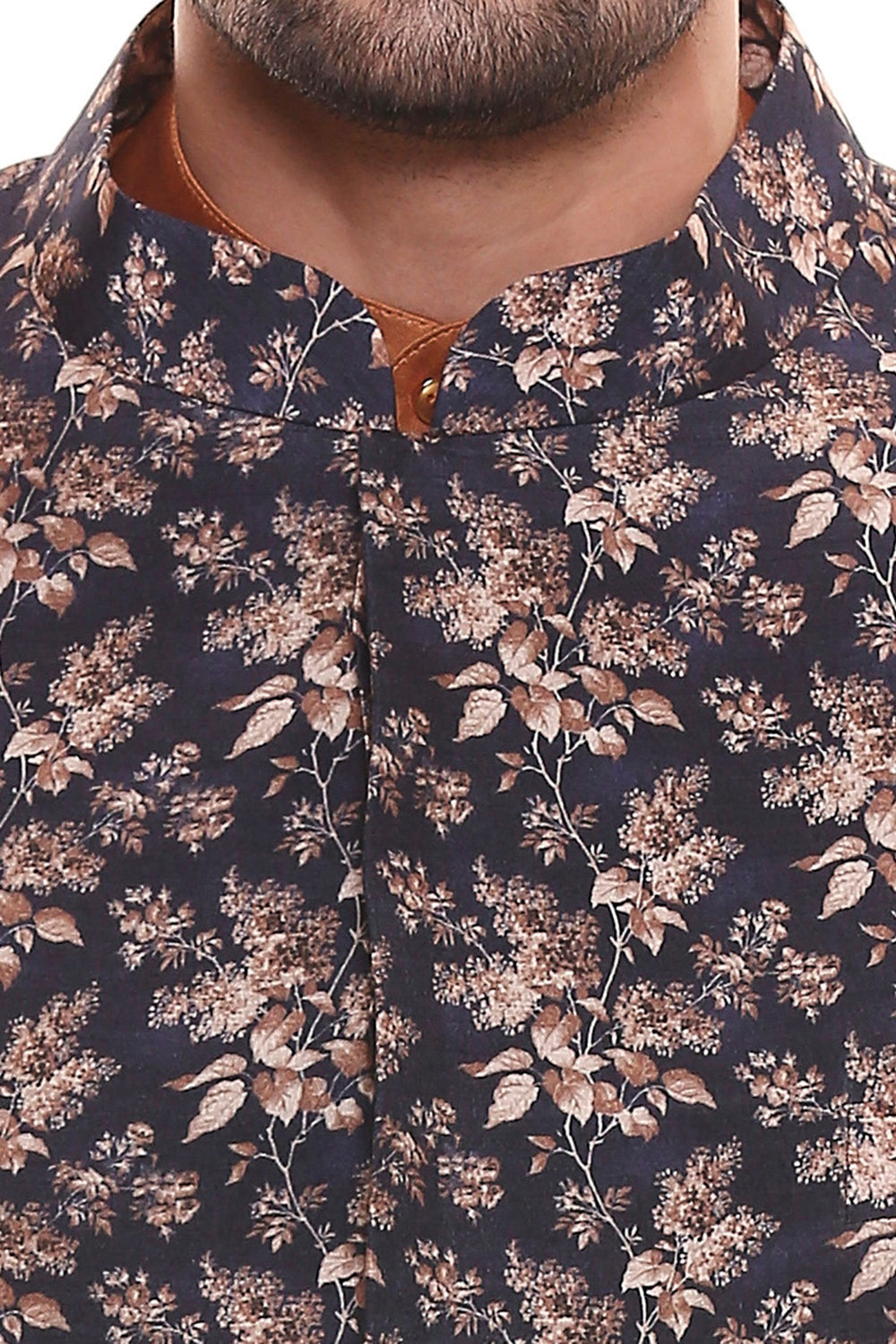 Rust Orange Collared Kurta With Dhoti Pants Paired With Applique Floral Jacket