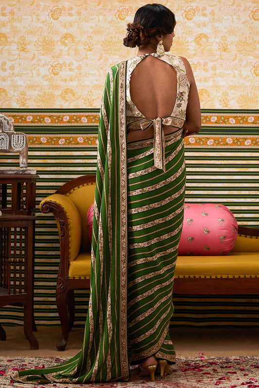 Mehr Embroidered Pre-Draped Saree