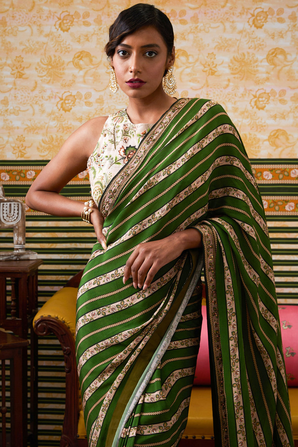 Mehr Embroidered Pre-Draped Saree