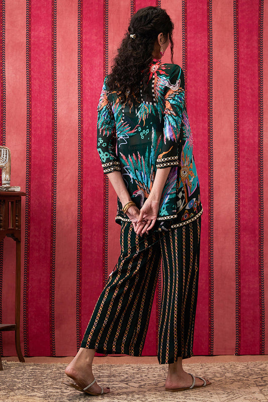 Aisha Printed Co-Ord Set With Organza Top