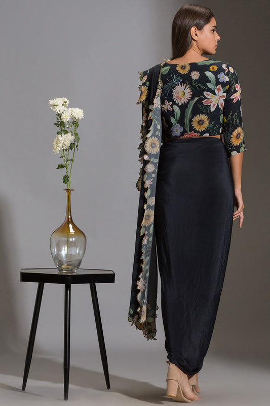 Gulista Floral Cutwork Pre Draped Saree