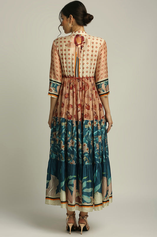 Orchid Bloom Long Tiered Dress With Belt