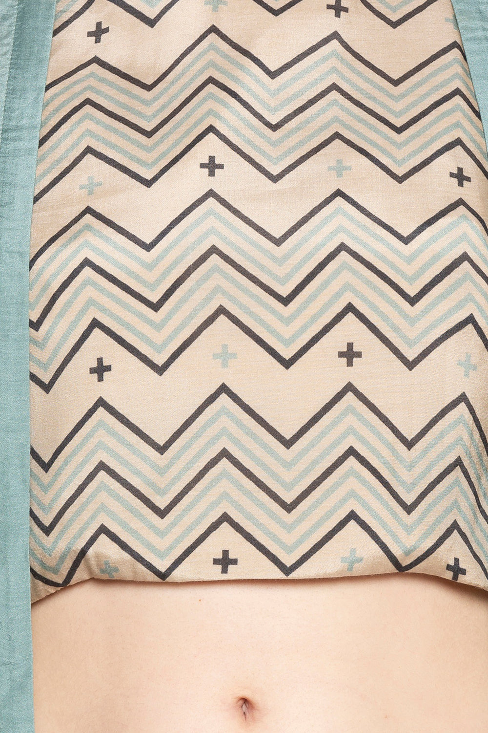 Azure Printed Skirt Set With Jacket