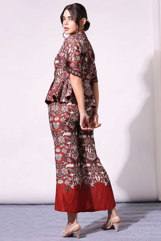 Red Floral Printed Co-Ord Set