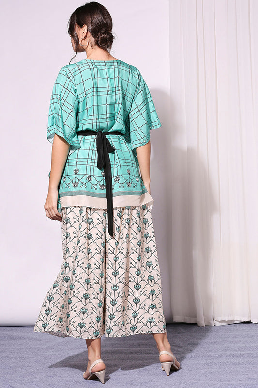 Summer Floral Printed Kaftaan Top And Pants