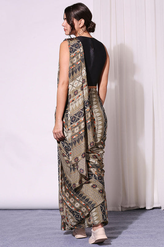 Geometrical Printed Pre-Stitched Saree