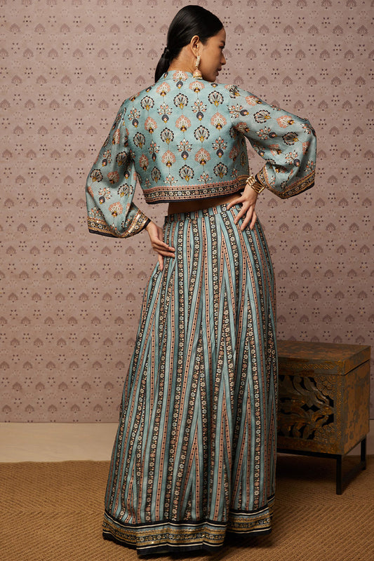 Sarouk Embroidered Lehenga Set With Jacket