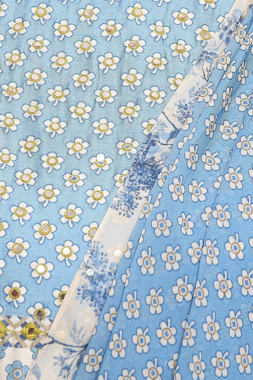 Applique Floral Printed Drape Dress