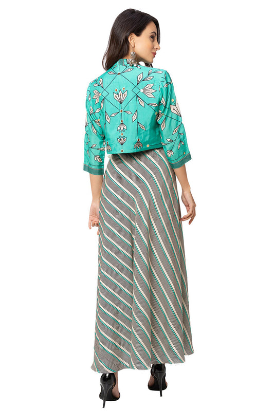 Asymmetrical Printed Dress With Jacket