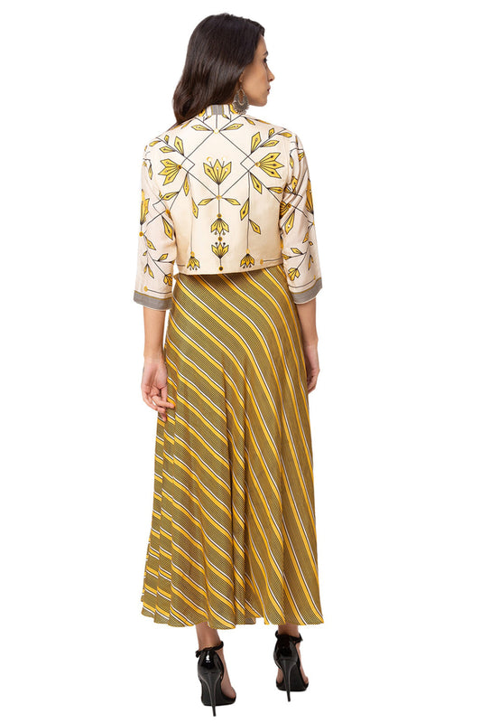 Asymmetrical Printed Dress With Jacket