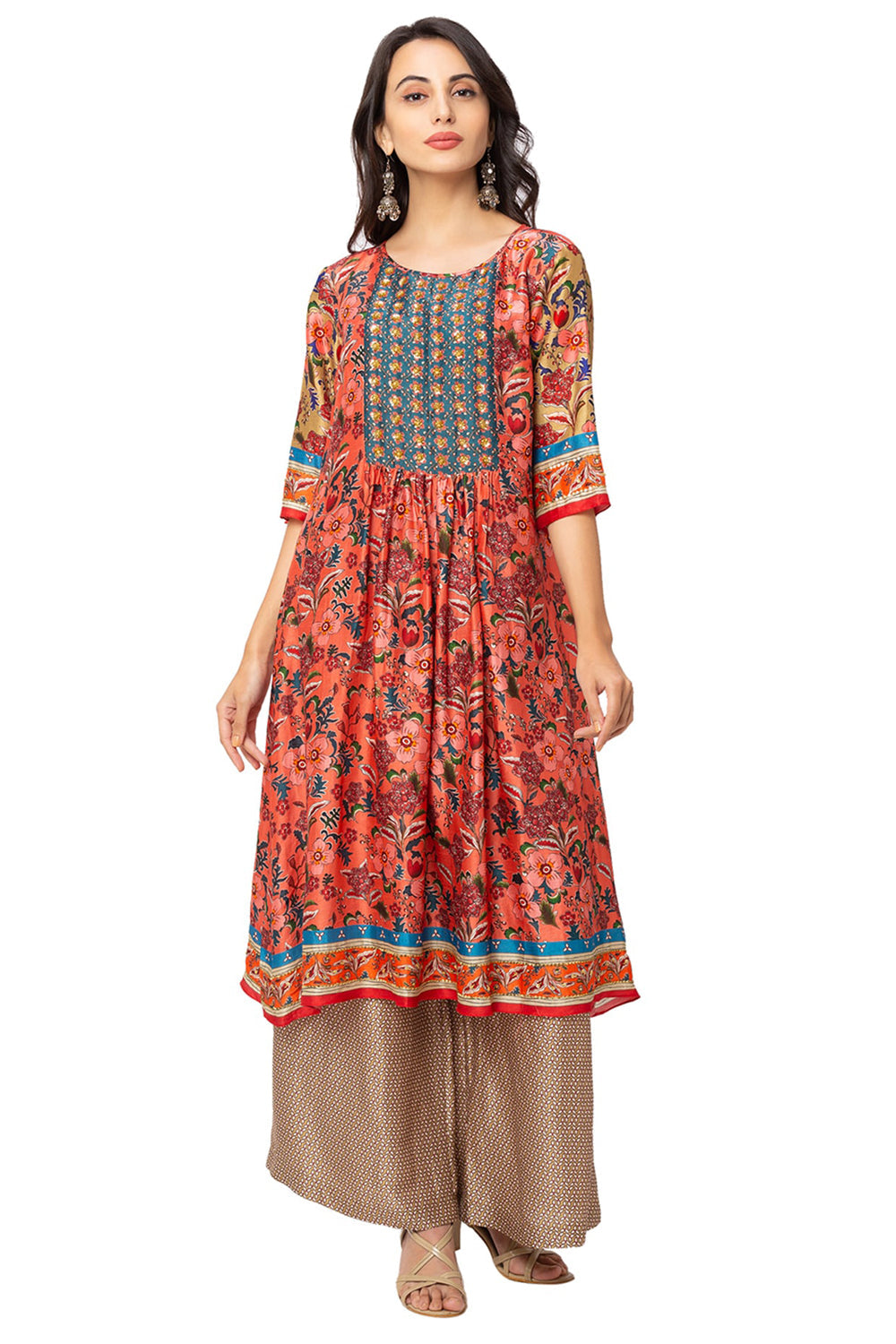 Printed Kurta With Palazzo And Dupatta