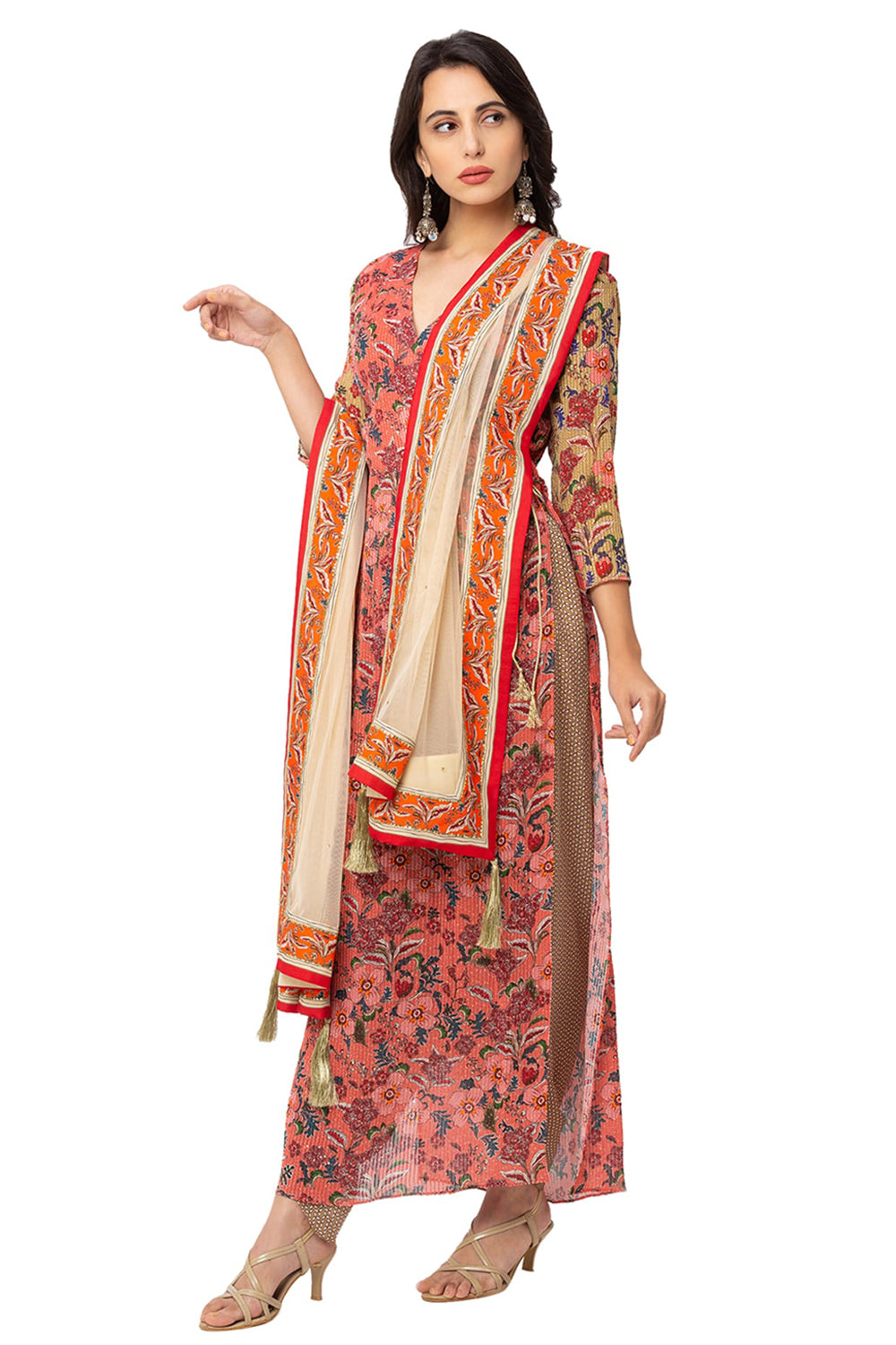 Printed Tunic With Dhoti Pants And Dupatta