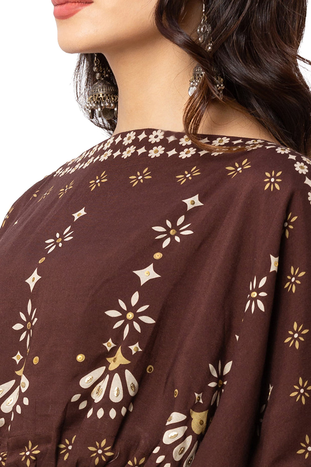 Printed Crop Top With Flared Skirt