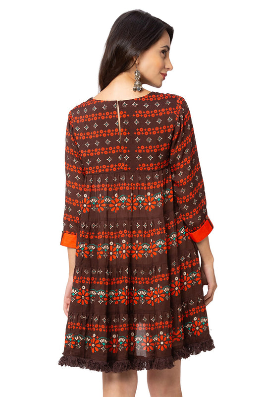 Pleated Printed Dress