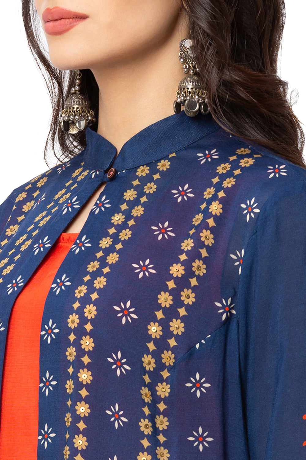 Printed Skirt With Top And Jacket