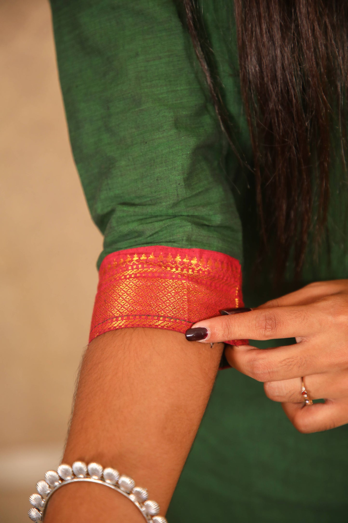 Maya - Kurti Set in Mangalagiri cotton in Green Color