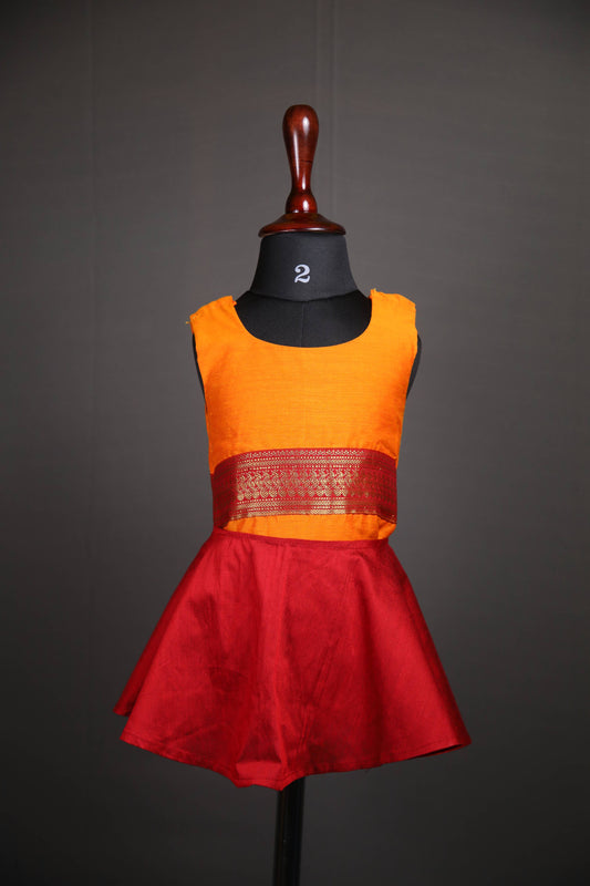 Angel Whisper - Onesie Rompers in Orange with red zari border