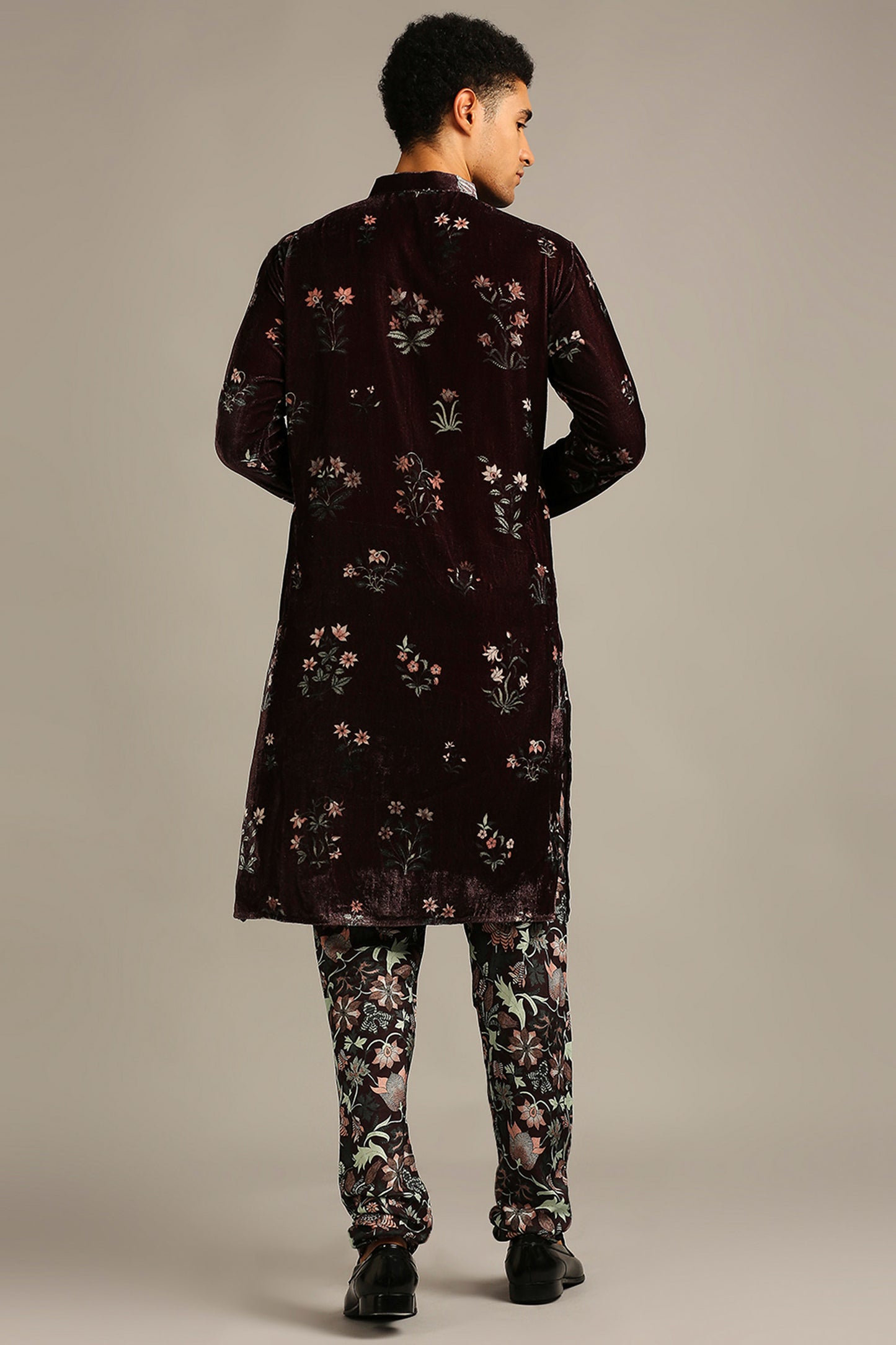 Maroon Pastel floral printed kurta set