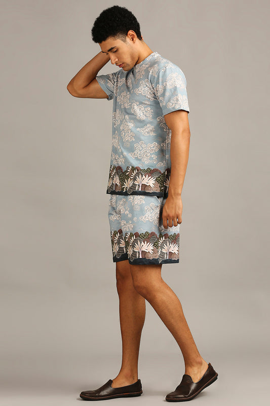 Blue Cloud printed co-ord set