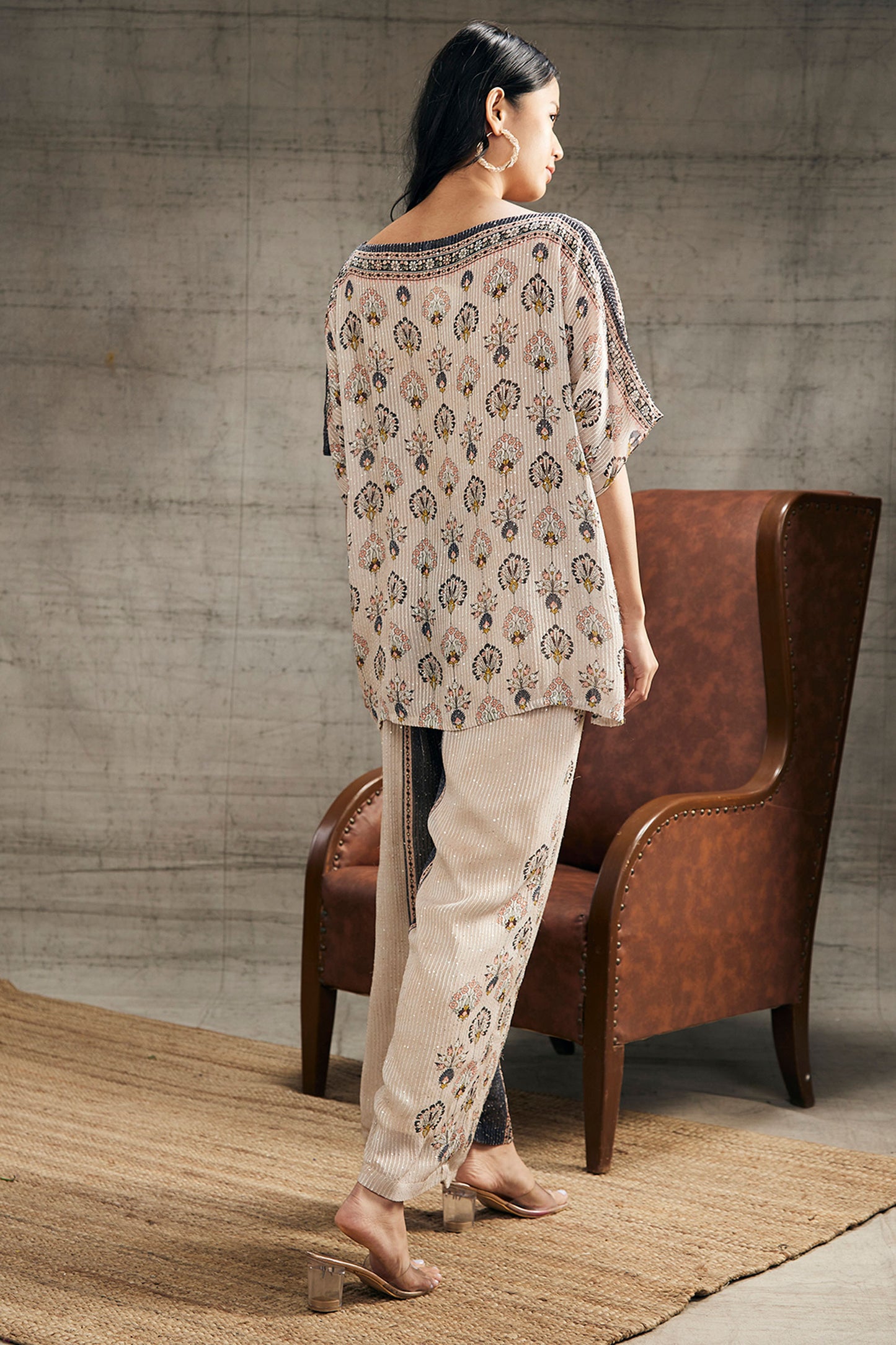 Sarouk Beige Sequin Co-Ord Set