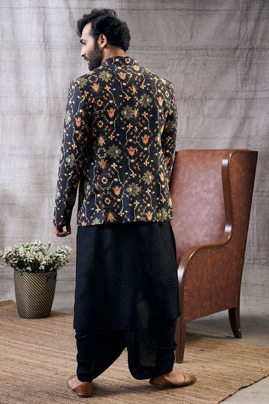 Zahra Printed Jacket With Dhoti Set