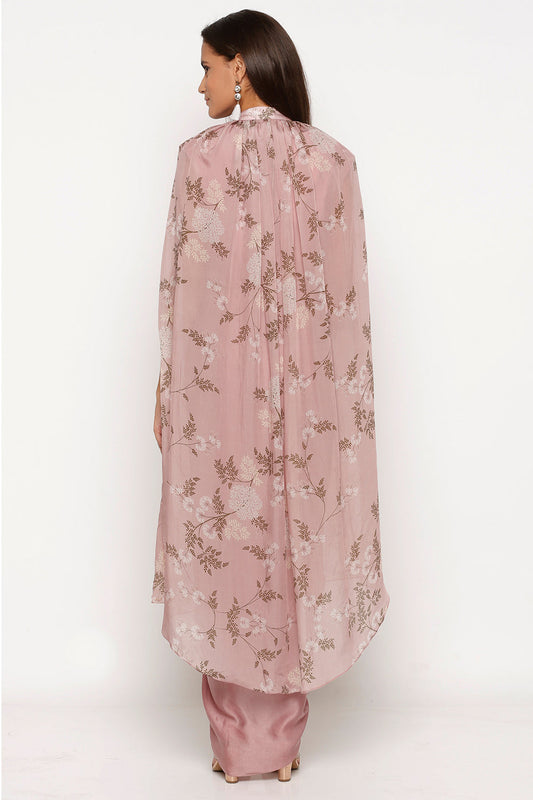 Windance Printed Drape Dress With Cape