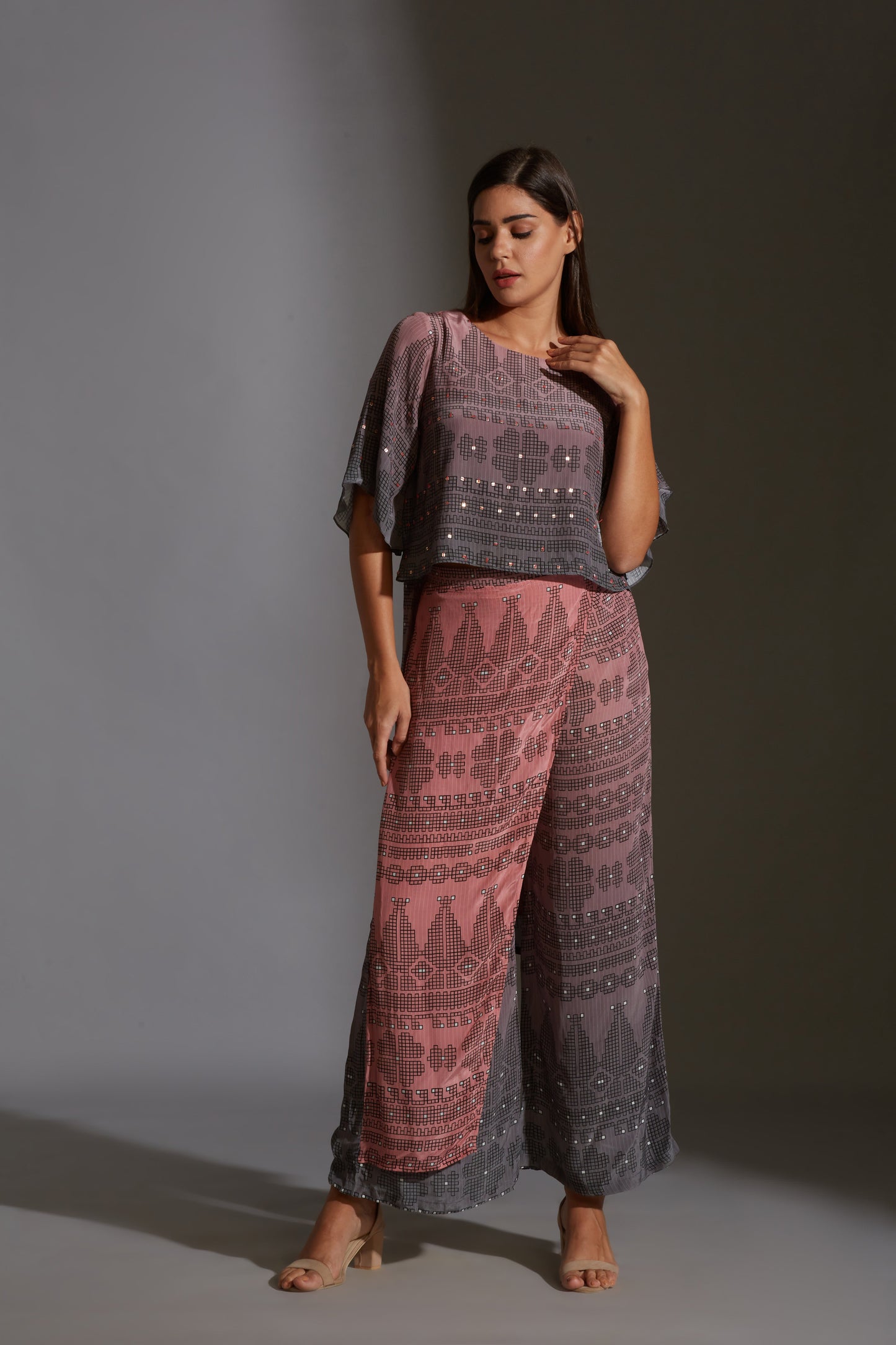 Rangrez Ombre Geomtrical Print Co-Ord Set