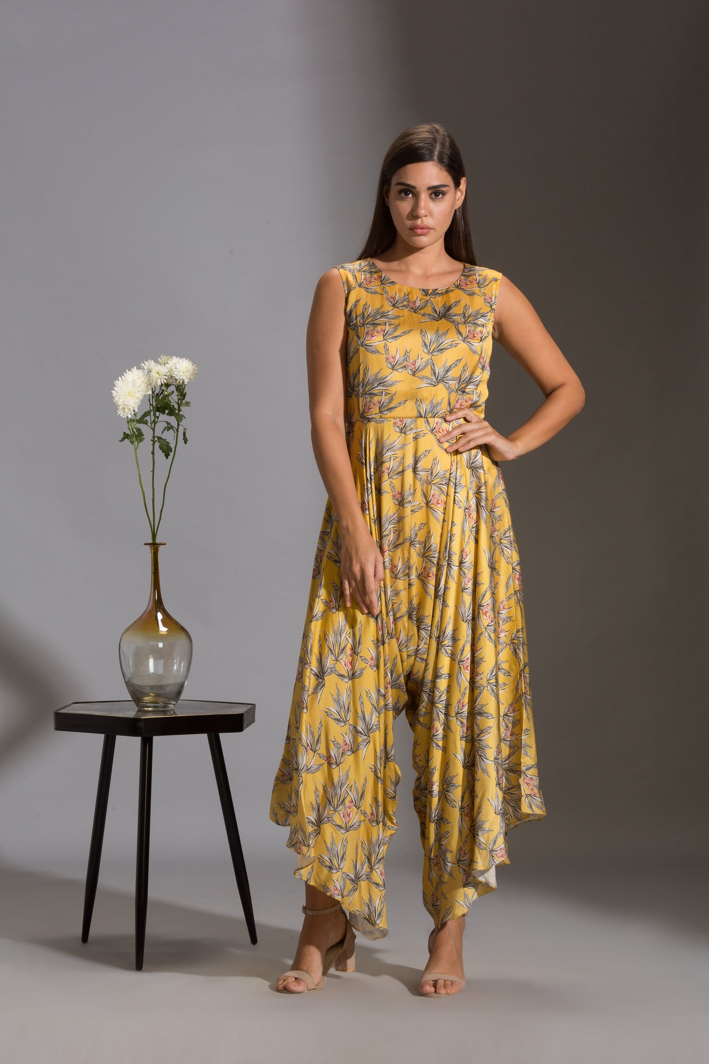 Anthia Floral Printed Dhoti Jumpsuit With Jacket