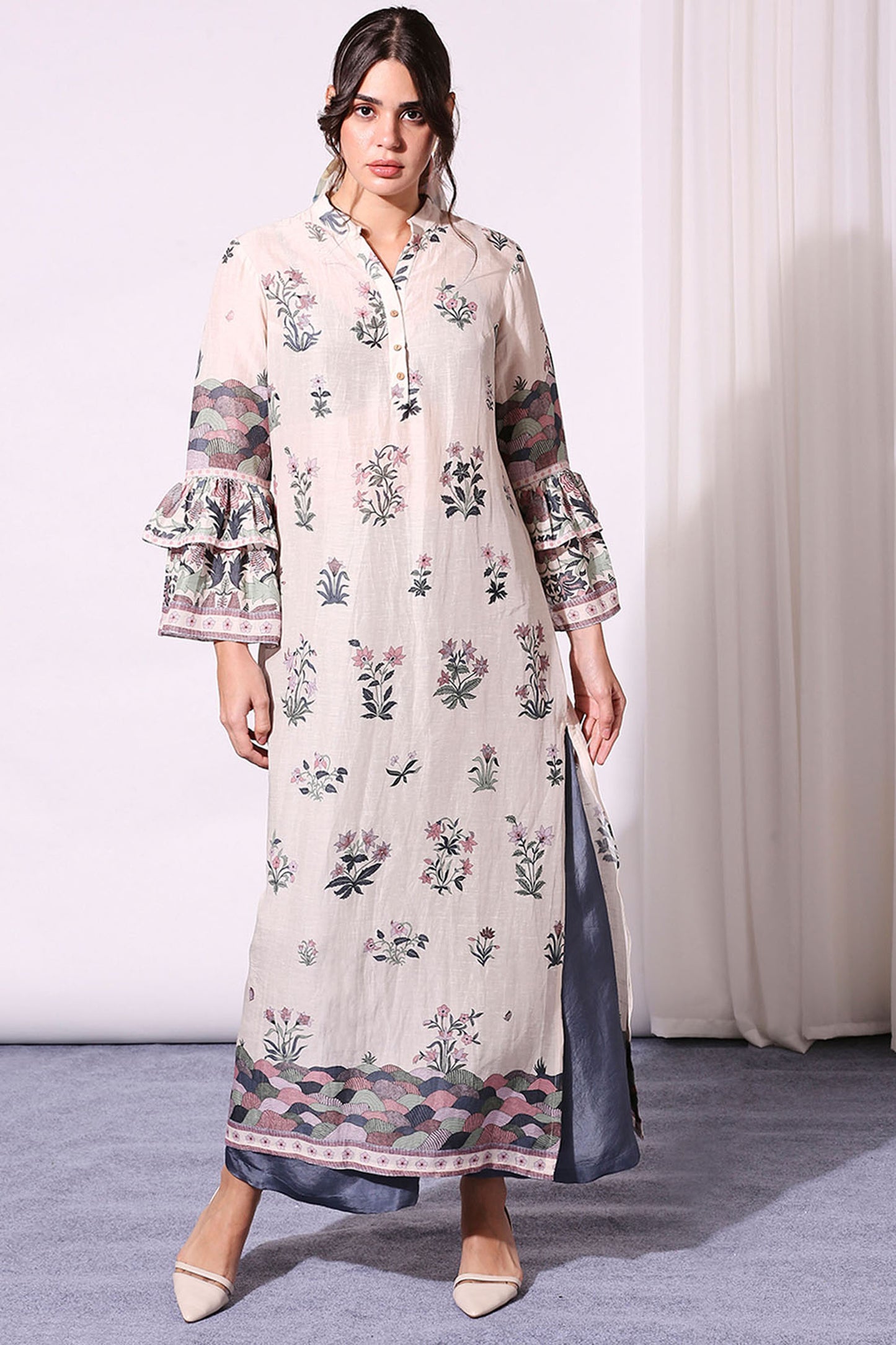 Pastel Floral Printed Top And Pants