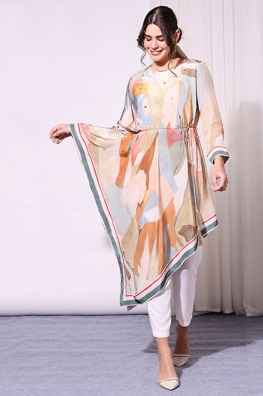 Multi color Conversational Printed Jumpsuit With Waist Tie-Up