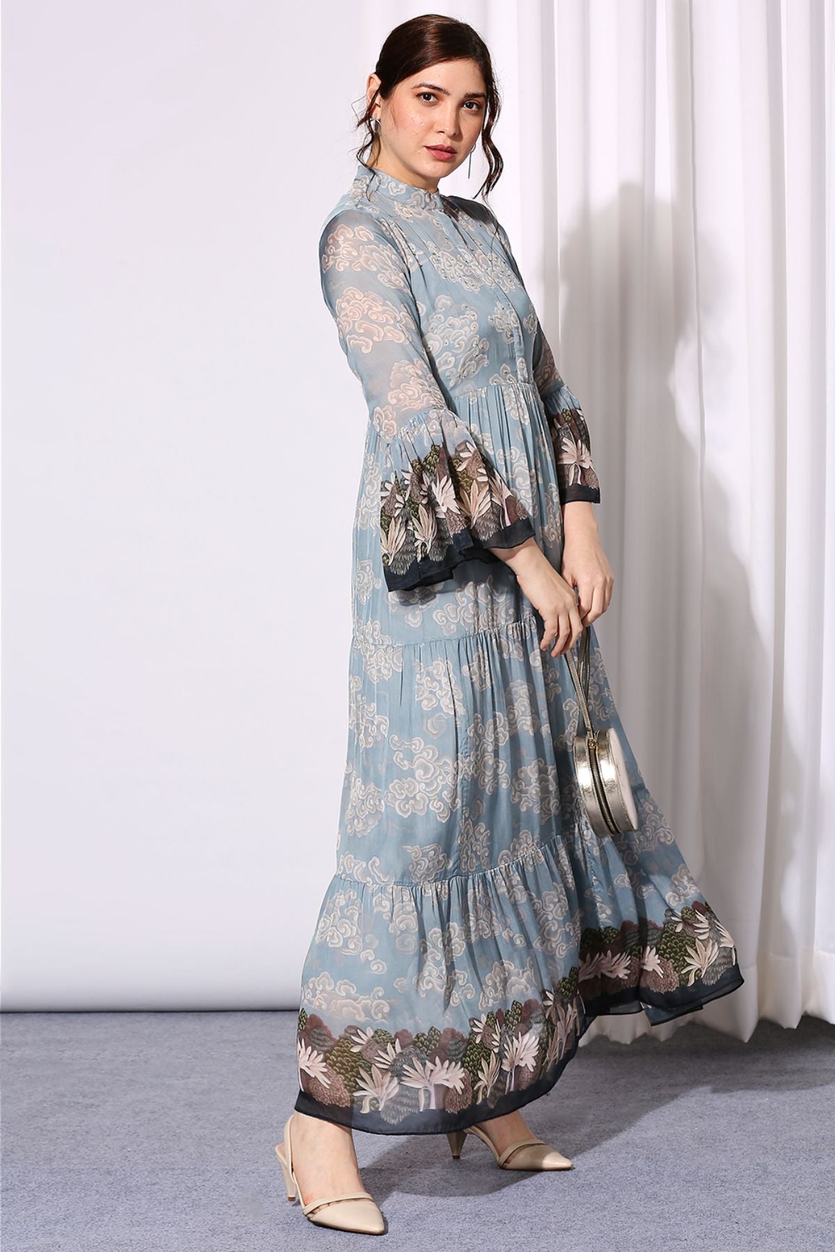 Conversational Printed Tiered Dress