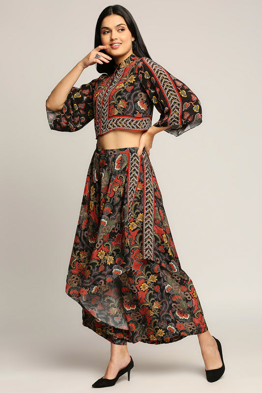 Batik printed top with layered pants