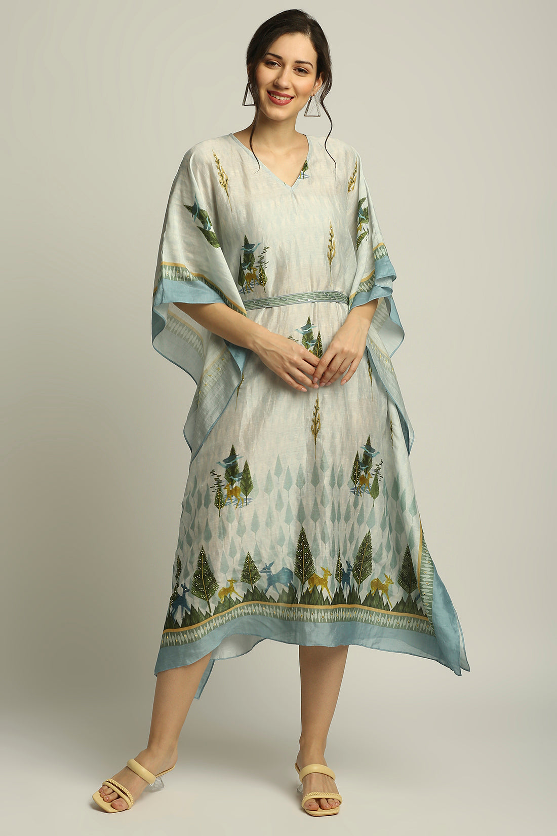 Nature Collective Printed Kaftan With Belt