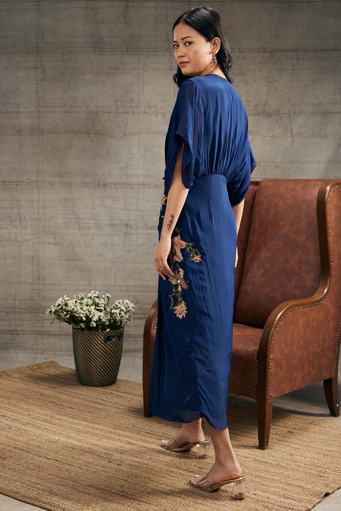 Orchid Bloom Embroidered Patchwork Dress