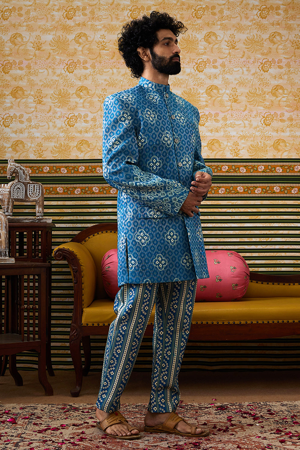 Bandhej Printed Bandhgala Set