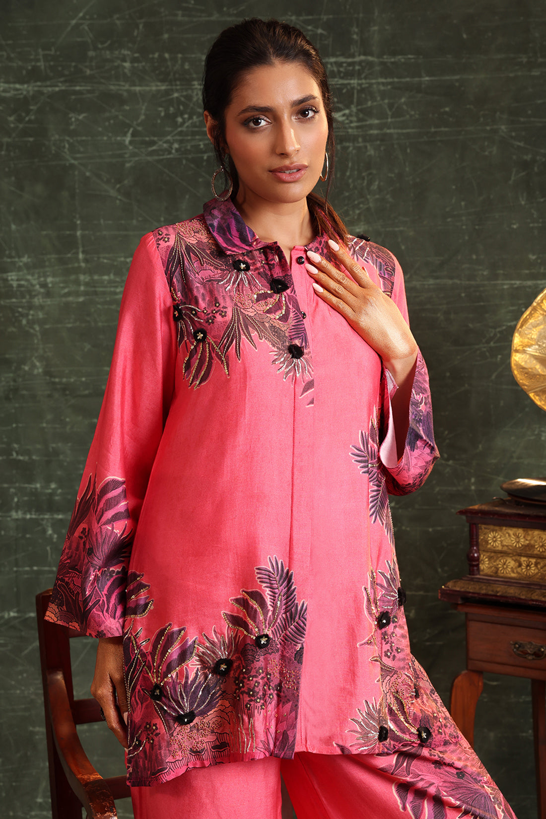 Pink Kaira Embellished Pallazo Set