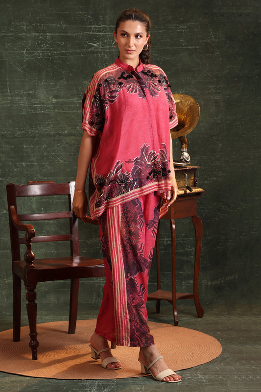 Pink Kaira Embellished Kaftan Co-Ord Set