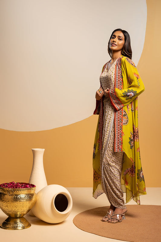 Taarani embellished drape dress set