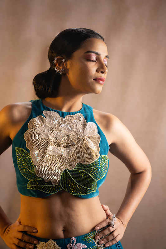 Parrot Green Hand Embroidered Designer Flying Soul Bridal Lehenga