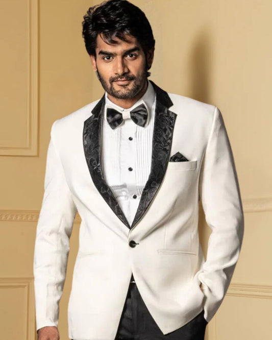 Plutoco White Italian Intricate Embrodiered Sangeet Blazer