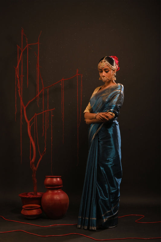 Devisha saree I Blue Handloom Tissue Saree